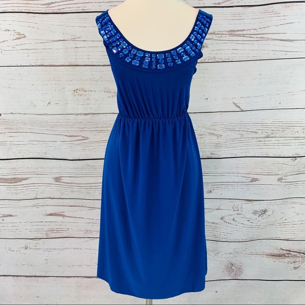 Voila blue rhinestone sleeveless jeweled neck